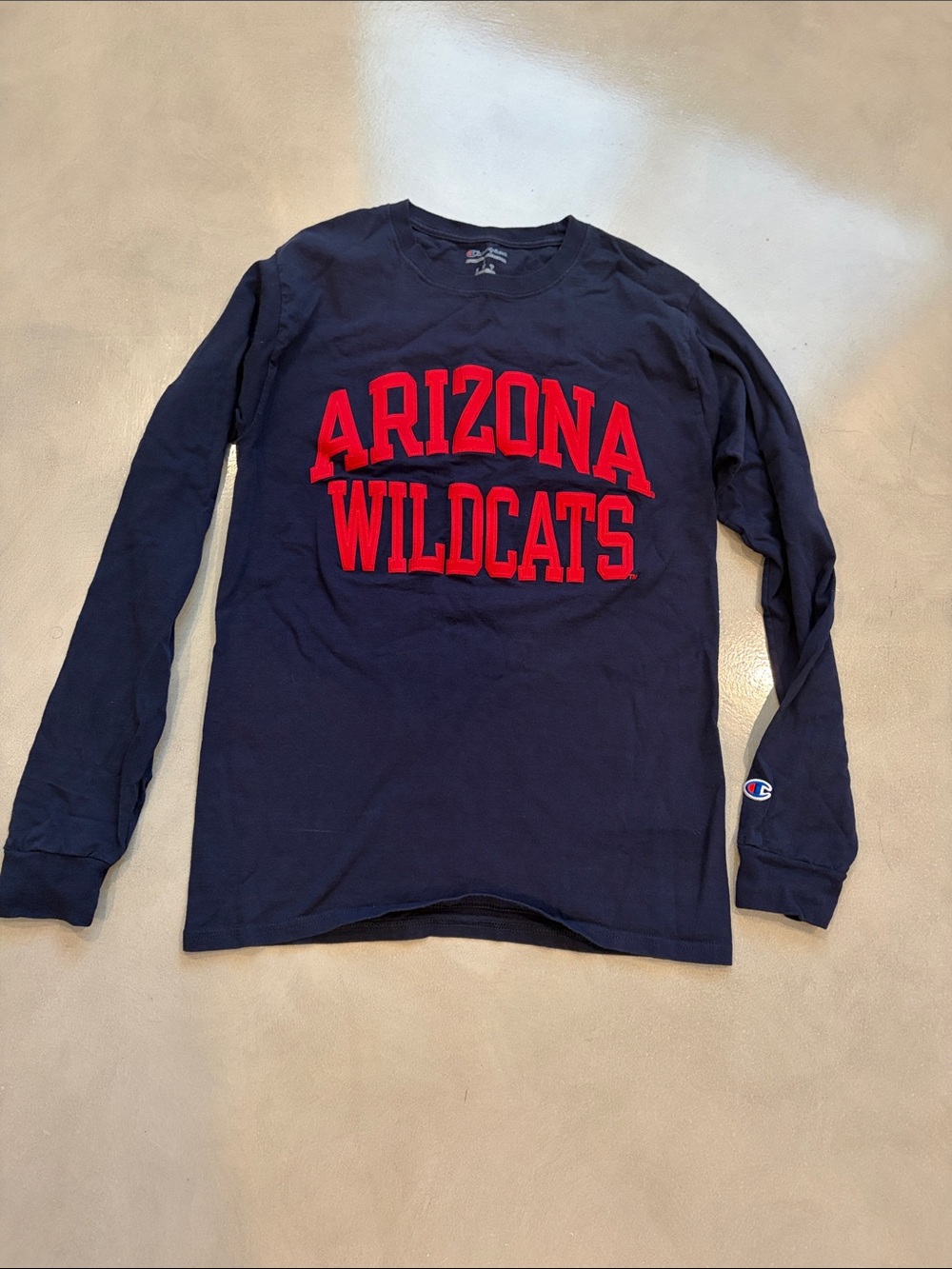 Champion Navy Long Sleeve Tee with Red Arizona Wildcats Lettering